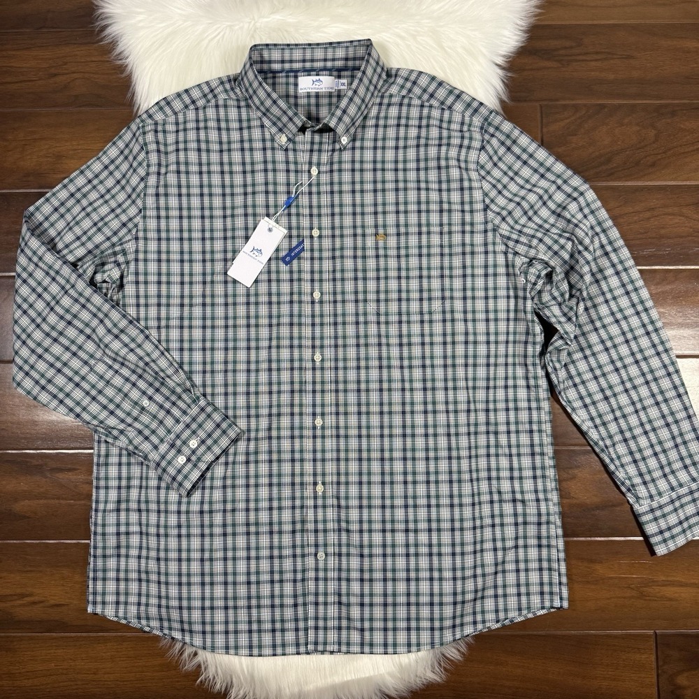 Southern Tide Mens Size XXL Salt Meadow Saltgrass Plaid Intercoastal Sport Shirt